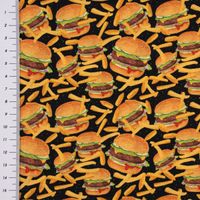 Baumwollstoff Webware Hamburger Pommes schwarz 1.47m Breite