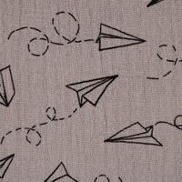 Double Gauze Musselinstoff Meterware Jeron Papierflieger grau 1.35m