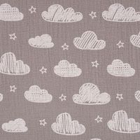 Double Gauze Musselinstoff Meterware Jeron Wolken grau weiß 1.35m