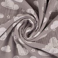 Double Gauze Musselinstoff Meterware Jeron Wolken grau weiß 1.35m