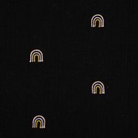 Double Gauze Musselinstoff Regebogen Stickerei schwarz 1.25m