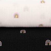 Double Gauze Musselinstoff Regebogen Stickerei schwarz 1.25m