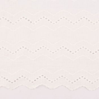 Double Gauze Lochstickerei ZickZack beidseitige Bordüre weiß 1.25m