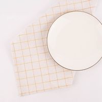 Stoffservietten Tyra Karo aus 100% Baumwolle 4 Stück 40x40cm cremeweiß goldfarbig