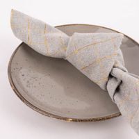 Stoffservietten Tyra Karo aus 100% Baumwolle 4 Stück 40x40cm grau goldfarbig