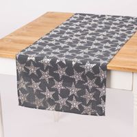 Tischläufer Stars Sterne Foliendruck dunkelgrau silberfarbig 42x150cm