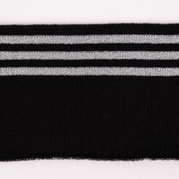 Bündchen Fertigbündchen Lurex Streifen schwarz silberfarbig ca. 7x135cm