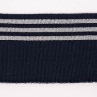 Bündchen Fertigbündchen Lurex Streifen dunkelblau silberfarbig ca. 7x135cm