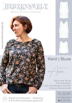 Meine Herzenswelt Damen Schnittmuster Kleid Bluse meine Ava Papierschnittmuster Gr. 32-54