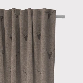 SCHÖNER LEBEN. Vorhang Jacquard Hirschkopf mit Geweih braun dunkelbraun 245cm oder Wunschlänge