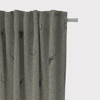 SCHÖNER LEBEN. Vorhang Jacquard Hirschkopf mit Geweih grün dunkelgrün