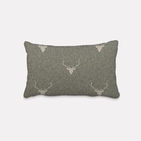 Kissenhülle Jacquard Hirschkopf Geweih grün beige von SCHÖNER LEBEN. 