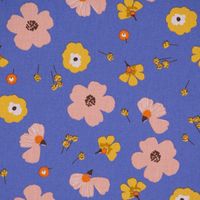 Tischdeckenstoff abwaschbar besch. Baumwolle Enduit Jela Blüten blau 1.45m