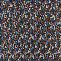 Baumwollstoff Webware Feia Blätter Ranken blau rost beige 1.47m Breite