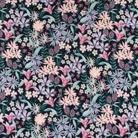 Baumwolljersey Jerseystoff Digitaldruck Blumen schwarz bunt 1.40m br
