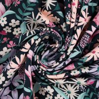 Baumwolljersey Jerseystoff Digitaldruck Blumen schwarz bunt 1.40m br