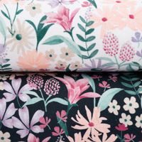 Baumwolljersey Jerseystoff Digitaldruck Blumen schwarz bunt 1.40m br