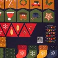 Weihnachtsstoff BW Popeline Digital Adventskalender bunt 1.4m Breite