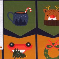 Weihnachtsstoff BW Popeline Digital Adventskalender bunt 1.4m Breite