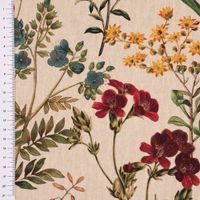 Dekostoff BW Halbpanama Leinenlook Sommerblumen natur bunt 1.40m Br