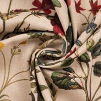 Dekostoff BW Halbpanama Leinenlook Sommerblumen natur bunt 1.40m Br