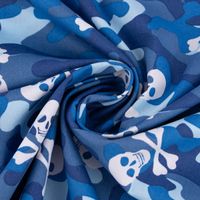 Baumwollstoff Popeline Camouflage Totenköpfe blau 1.44m Breite