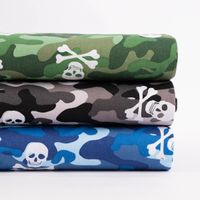 Baumwollstoff Popeline Camouflage Totenköpfe grau 1.44m Breite
