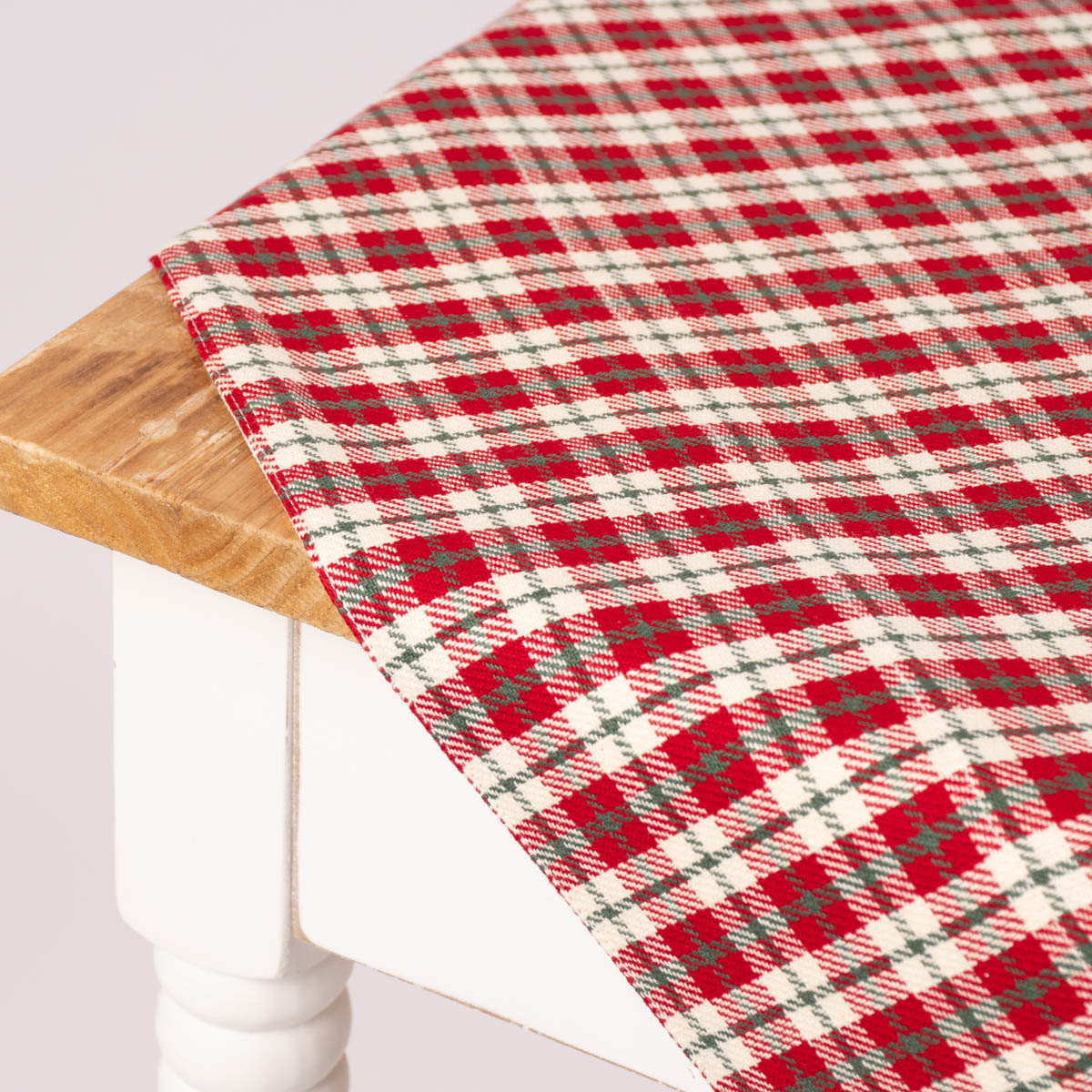 Clayre & Eef Mitteldecke Wende-Tischdecke Karo Hirsche beige 100x100cm