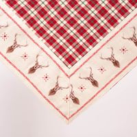 Clayre & Eef Mitteldecke Wende-Tischdecke Karo Hirsche beige 100x100cm