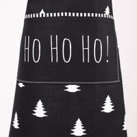Clayre & Eef Schürze verstellbar Tannenbäume HO HO HO schwarz 70x85cm