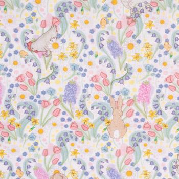 Belle & Boo Bio Baumwollstoff Popeline Spring Chickens weiß 1.46m Br.
