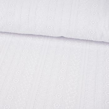 Stickerei Baumwollstoff halbtransparent Streifen Blumen