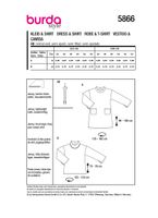 85238-Burda-Schnittmuster-5866-Damen-Kleid-Shirt-5866-back-envelope-EU.jpg Rückseite burda schnittmuster mit Größen-Umrechnungstabelle, Inhaltsbeschreibung und benötigtes Material