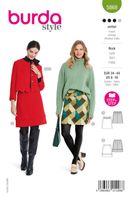 85240-Burda-Schnittmuster-5868-Damen-Rock-5868-SB-EU.jpg Burda schnittmuster frau mit Rock und Blazer in rot und frau mit Rock und pulli in grüntönen