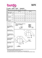 Burda Schnittmuster 5870 Jacke Rückseite Details
