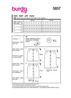 Burda Schnittmuster 5857 Damen Rock Details
