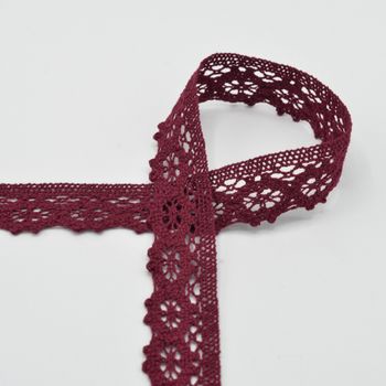 Baumwoll-Spitze Häkelspitze Meterware bordeaux Breite: 30mm