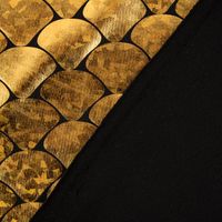85397-Folienjersey-Stretch-Glitzer-Schuppen-holografisch-schwarz-gold-1-5m-Breite-KW31-2023-226436Capture0006.jpg Golden schimmernde Vorderseite und schwarze Rückseite von Foliendruck Jersey mit Schuppen