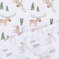 Baumwollstoff Webware Elan Elch Tannenbaum weiß braun grün 1,47m Breite