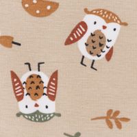 Baumwolljersey Jerseystoff Becoti Eule Pilze Vögel beige 1,45m Breite