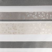 Gardinenstoff Dekostoff halbtransparent Streifen Blätter grau 1,50m Breite