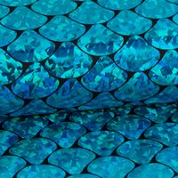 Folienjersey Stretch Glitzer Schuppen holografisch schwarz blau 1,5m Breite