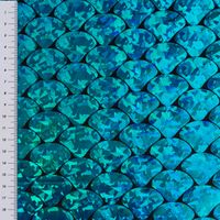 Folienjersey Stretch Glitzer Schuppen holografisch schwarz blau 1,5m Breite