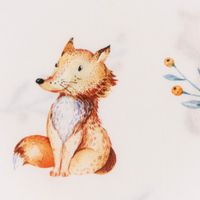 Baumwollstoff Popeline Kinder Digitaldruck Eule Hase Fuchs weiß 1,50m Breite