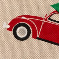 Weihnachtsstoff Dekostoff Halbpanama Leinenlook VW Xmas Ride Bulli Käfer natur rot grün 1,40m Breite