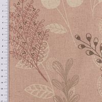 Dekostoff Halbpanama Leinenlook Soft Calming Leaves Blätter Gräser rosa 1,40m Breite
