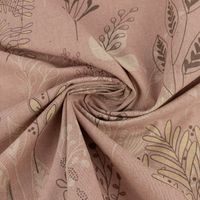 Dekostoff Halbpanama Leinenlook Soft Calming Leaves Blätter Gräser rosa 1,40m Breite