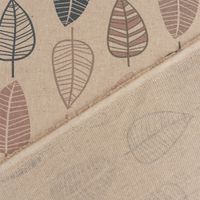 Dekostoff Halbpanama Leinenlook Scandi Retro Leaves Blätter natur rosa 1,40m Breite