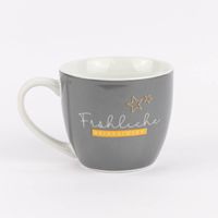 große tasse mit Motiv fröhliche weihnachten grau henkel links