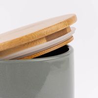 Bambusdeckel mit Gummidichtung von Vorratsdose grau